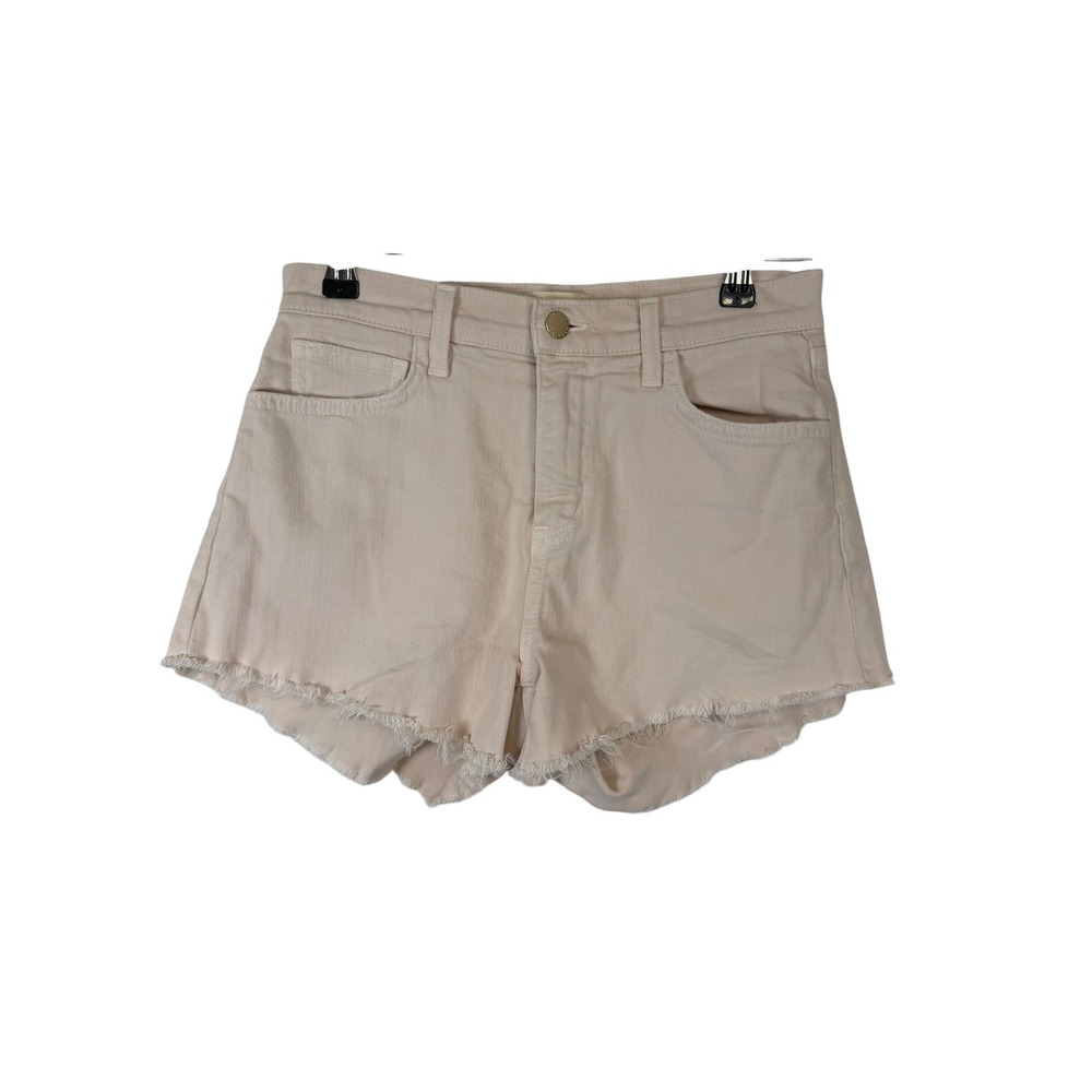 L'AGENCE High Rise Raw Hem Denim Shorts Blush Pink Size 25